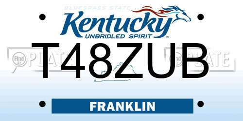 T48ZUB Kentucky License Plate