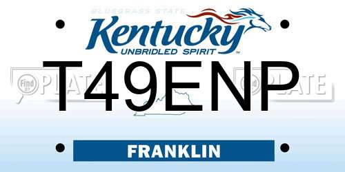 T49ENP Kentucky License Plate