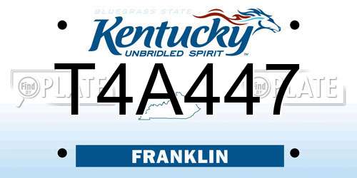 T4A447 Kentucky License Plate