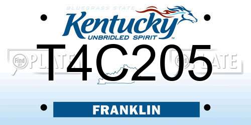 T4C205 Kentucky License Plate