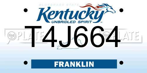 T4J664 Kentucky License Plate