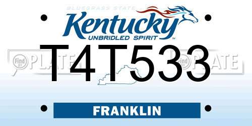 T4T533 Kentucky License Plate