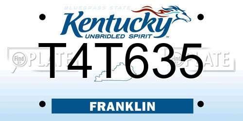 T4T635 Kentucky License Plate