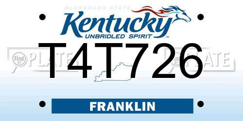 T4T726 Kentucky License Plate