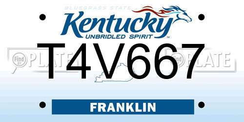T4V667 Kentucky License Plate