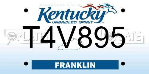 T4V895 Kentucky License Plate