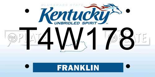 T4W178 Kentucky License Plate