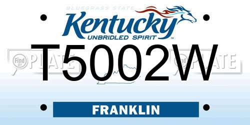 T5002W Kentucky License Plate