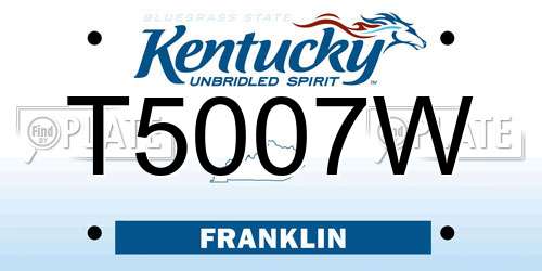 T5007W Kentucky License Plate