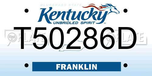 T50286D Kentucky License Plate