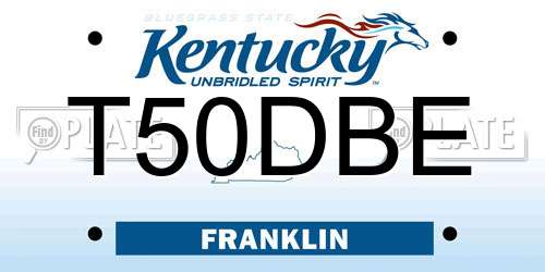 T50DBE Kentucky License Plate