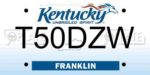 T50DZW Kentucky License Plate