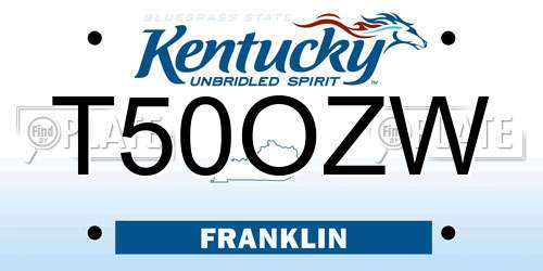 T50OZW Kentucky License Plate