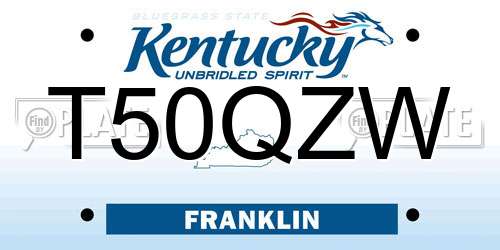 T50QZW Kentucky License Plate