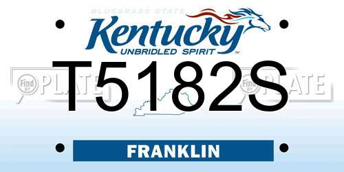 T5182S Kentucky License Plate