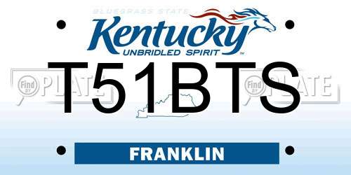 T51BTS Kentucky License Plate
