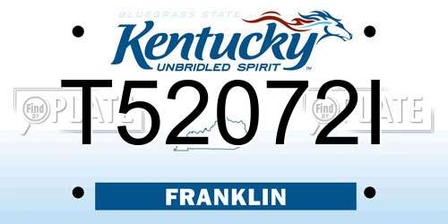 T52072I Kentucky License Plate
