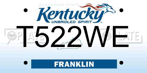 T522WE Kentucky License Plate