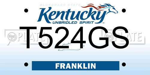 T524GS Kentucky License Plate