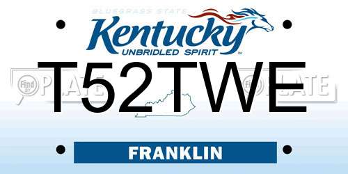 T52TWE Kentucky License Plate