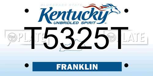 T5325T Kentucky License Plate