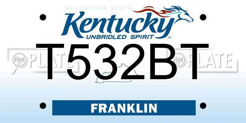 T532BT Kentucky License Plate