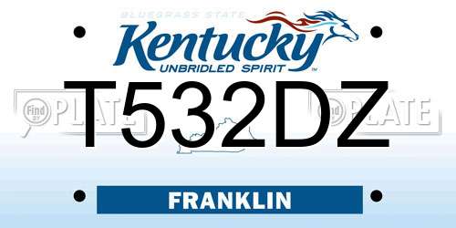T532DZ Kentucky License Plate