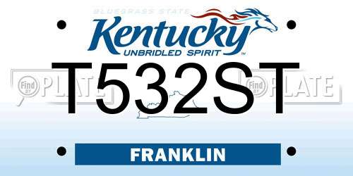 T532ST Kentucky License Plate