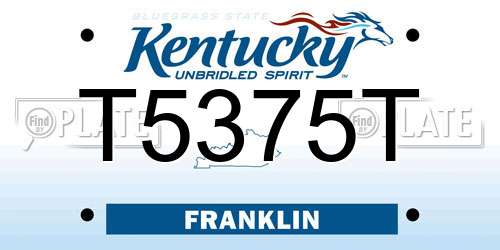 T5375T Kentucky License Plate