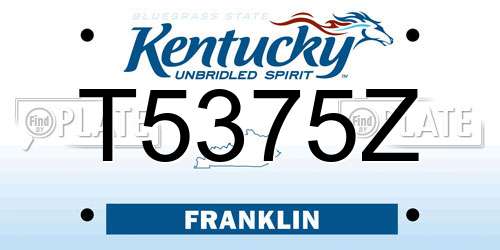 T5375Z Kentucky License Plate