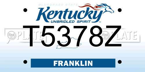 T5378Z Kentucky License Plate