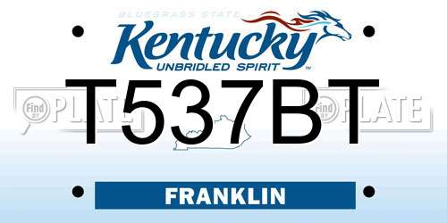 T537BT Kentucky License Plate