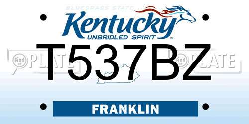 T537BZ Kentucky License Plate