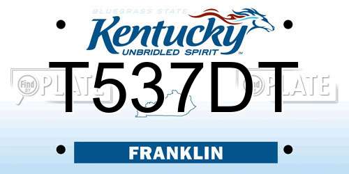 T537DT Kentucky License Plate