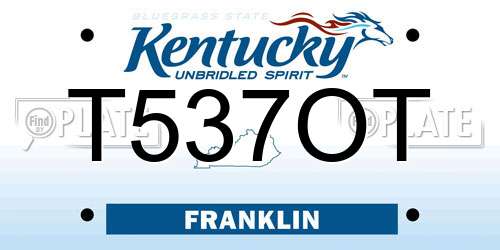 T537OT Kentucky License Plate