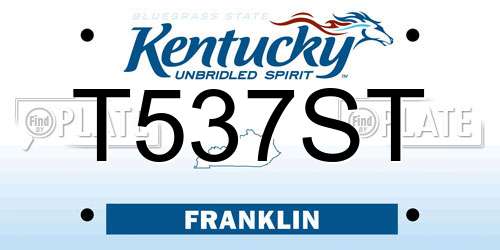 T537ST Kentucky License Plate