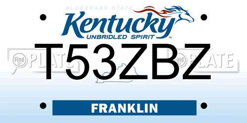 T53ZBZ Kentucky License Plate
