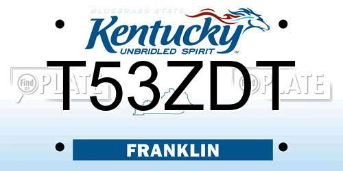 T53ZDT Kentucky License Plate