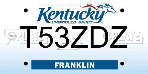 T53ZDZ Kentucky License Plate