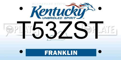 T53ZST Kentucky License Plate