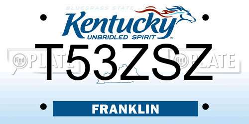 T53ZSZ Kentucky License Plate