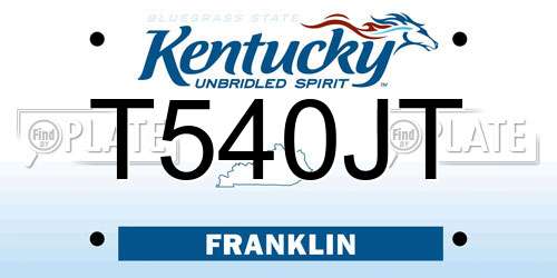 T540JT Kentucky License Plate