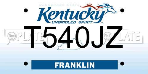 T540JZ Kentucky License Plate