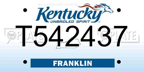 T542437 Kentucky License Plate