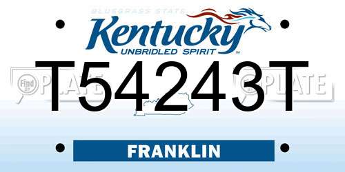T54243T Kentucky License Plate