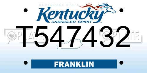 T547432 Kentucky License Plate