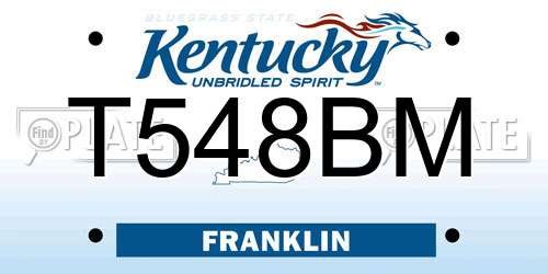 T548BM Kentucky License Plate