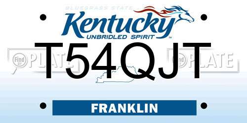 T54QJT Kentucky License Plate