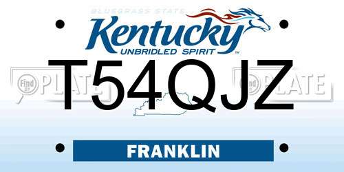T54QJZ Kentucky License Plate