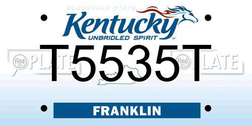 T5535T Kentucky License Plate